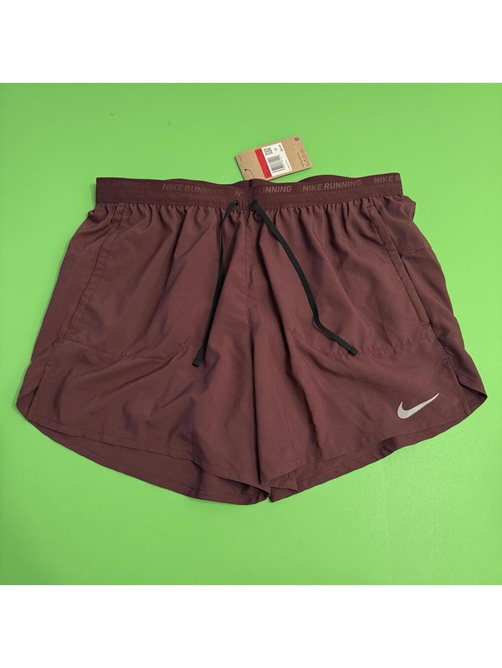 Nike Stride Dri-FIT 2-in-1 Lined Running 5" Shorts Burgandy Men FN2992-652 Sz L